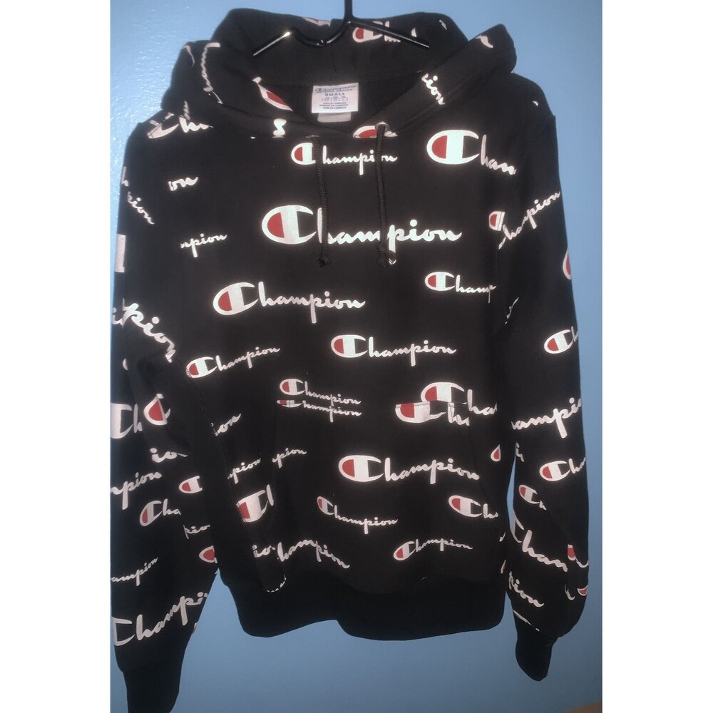 Champion Mens  pull over Hoodie mint condition  Sz Small Black .long sleeve